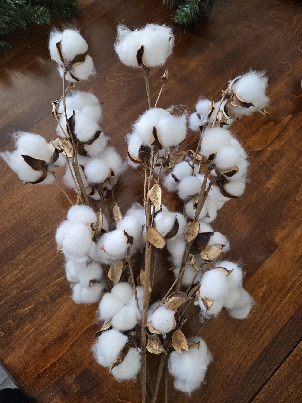 White Cotton Stem Faux Floral Decor - Neutral Home Accent